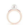 thumbnail image 2 of ANGARA South Sea Cultured Pearl Ring with Rubies in 14K Rose Gold for Women | June Birthstone, Birthday, Anniversary, Jewelry Gift for Women | Pearl Ring, 2 of 9