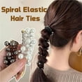 thumbnail image 2 of No Damage Soft Elastic Spiral Hair Ties, Pearl Spiral Telephone Cord Hair Ties for Women, Twisted Hairs Wire Pony Hairwire, Colorful Phone Cord Twisty Hairties Ponytail Holders(Black*3PCS), 2 of 7