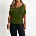 thumbnail image 6 of Tqcoqu Womens Summer Cold Shoulder Tops,Short Sleeve T Shirts Pullover Casual Dolman Blouses,Army Green Women's S-XXXL, 6 of 10