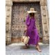 thumbnail image 5 of Vestido largo bohemio con manga abullonada para mujer, traje elegante informal con flores y cordón, cuello en V, holgado, para vacaciones y playa, 2024, 5 of 5