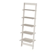 Lavish Home White Wooden 5-Tier Ladder Shelf for Narrow Storage, Ideal for Living Room, Kitchen, Bedroom, Bathroom, Office