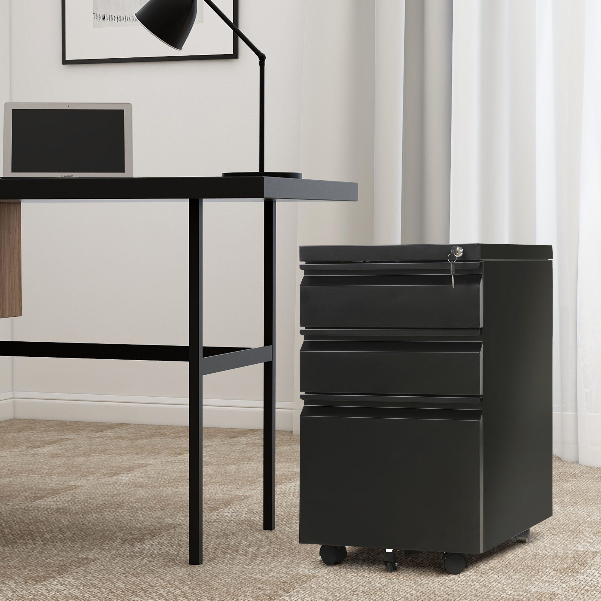 3 Drawers Steel Mobile File Cabinet Fully Assembled Structure Office Home Walmart Com Walmart Com
