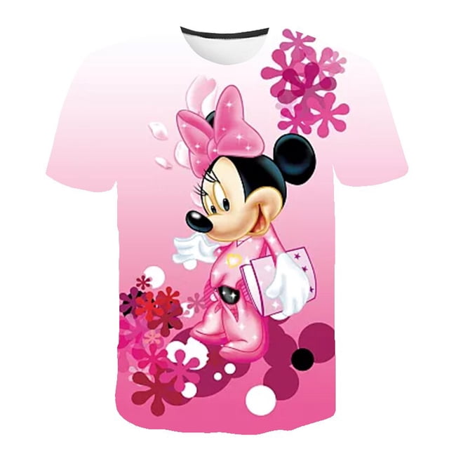 Camisetas de dibujos animados de Disney Mickey Mouse disfraces niñas 2023 las nuevas camisetas de verano ropa de moda de manga corta Casual Tee-Shirt8T Gao Jinjia LED