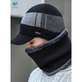 thumbnail image 4 of Deago Unisex Winter Beanie Hat Scarf Set Warm Knit Hat Thick Fleece Lined Billed Beanie with Brim Cap for Men Women (Black), 4 of 11