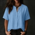 thumbnail image 4 of GUACER Tops for Women Button Down Short Sleeve Henley Shirt, Summer Loose Fit Casual Blouse, 4 of 6