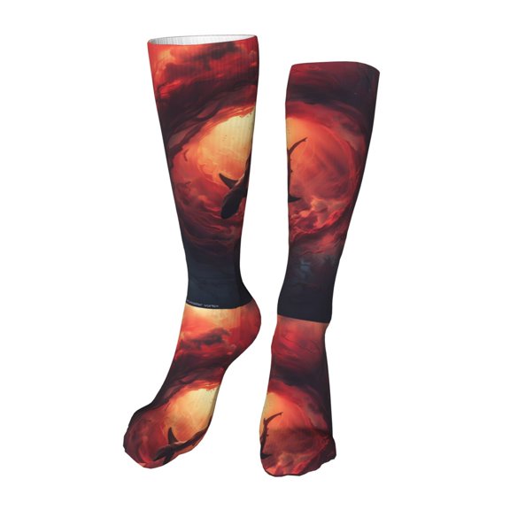 Xecao Shark Underwater Vortex Print Calf Socks Seamless Toe, Knee High Long Socks, Sports Socks Trouser Socks for Women and Men-One Size