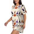 thumbnail image 2 of Kdxio Halloween Gnomes1 Print Pajamas Sets for Women Short-Sleeved Pjs with Lounge Shorts Two Piece Sleepwear S-4XL, 2 of 5