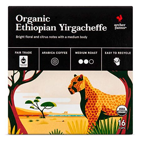 Archer Farms Organic Ethiopian Yirgacheffe Medium Roast Coffee 16pods, pack of 1