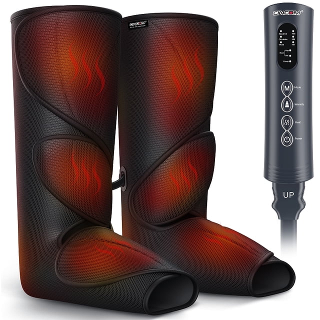 CINCOM Leg Massager with Heat for Circulation, Foot and Calf Massager Heated Compression FSA/HSA Eligible