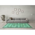 thumbnail image 3 of Ahgly Company Machine Washable Indoor Square Persian Turquoise Blue Traditional Area Rugs, 4' Square, 3 of 4