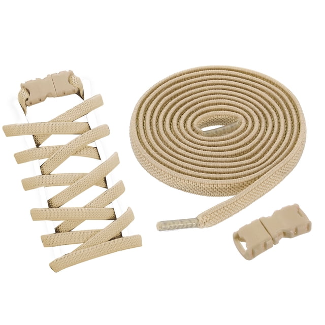 Uxcell 2 juegos de cordones elásticos sin atar, cordones planos sin nudos, cuerdas elásticas para zapatos para adultos, zapatillas, caqui