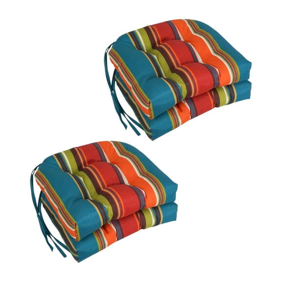 16-inch Outdoor Spun Polyester U-shaped Tufted Chair Cushions (Set of 4)