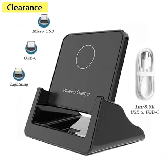 Elnone 15W Fast Qi Charging Stand, Universal Phone Charger for iPhone & Samsung Devices, Black