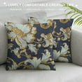 thumbnail image 3 of PRATYUS  Throw Pillow Covers Cases for Couch Sofa Home Decor Vintage Floral Leaves Navy Blue 12x12in, 3 of 5