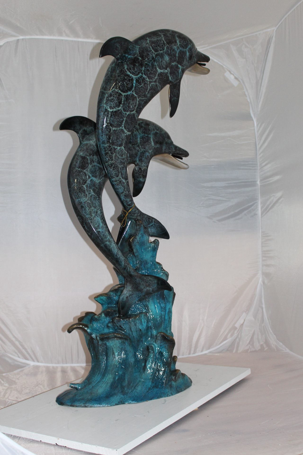 Nifao Two Dolphins Outdoor Fountain Statue, Bronze Garden Water Feature Sculpture for Patio & Yard – Garden Outdoor Decor Sculpture, 22"L x 12"W x 46"H