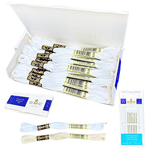 DMC White Embroidery Floss Kits 6 Strand 117 Blanc Cotton,DMC White