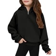 thumbnail image 3 of Quarter Zip Kids, Comdrip Half Zipper Collar Sweatshirt Hoodies Long Sleeve Cute Quarter Zip Hoodies Cute Clothes for Girls 10-12 Black 110, 3 of 9