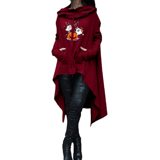 WEAIXIMIUNG Sweat à Capuche pour Femmes Fermeture Éclair Mode Automne et Hiver Manches Longues Imprimé Uni Droit