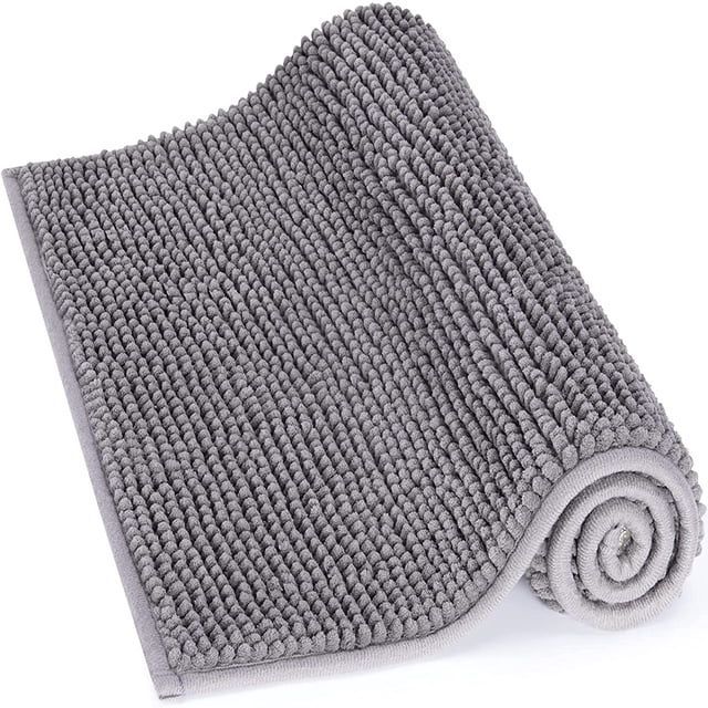 Alfombra de baño antideslizante 50x80cm alfombra de chenilla de microfibra para baño gris