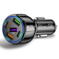 thumbnail image 1 of Cargador coche 5 puertos 75W USB 3.1A Tipo-C USB QC3.0 PD30W Cargador (Negro), 1 of 9