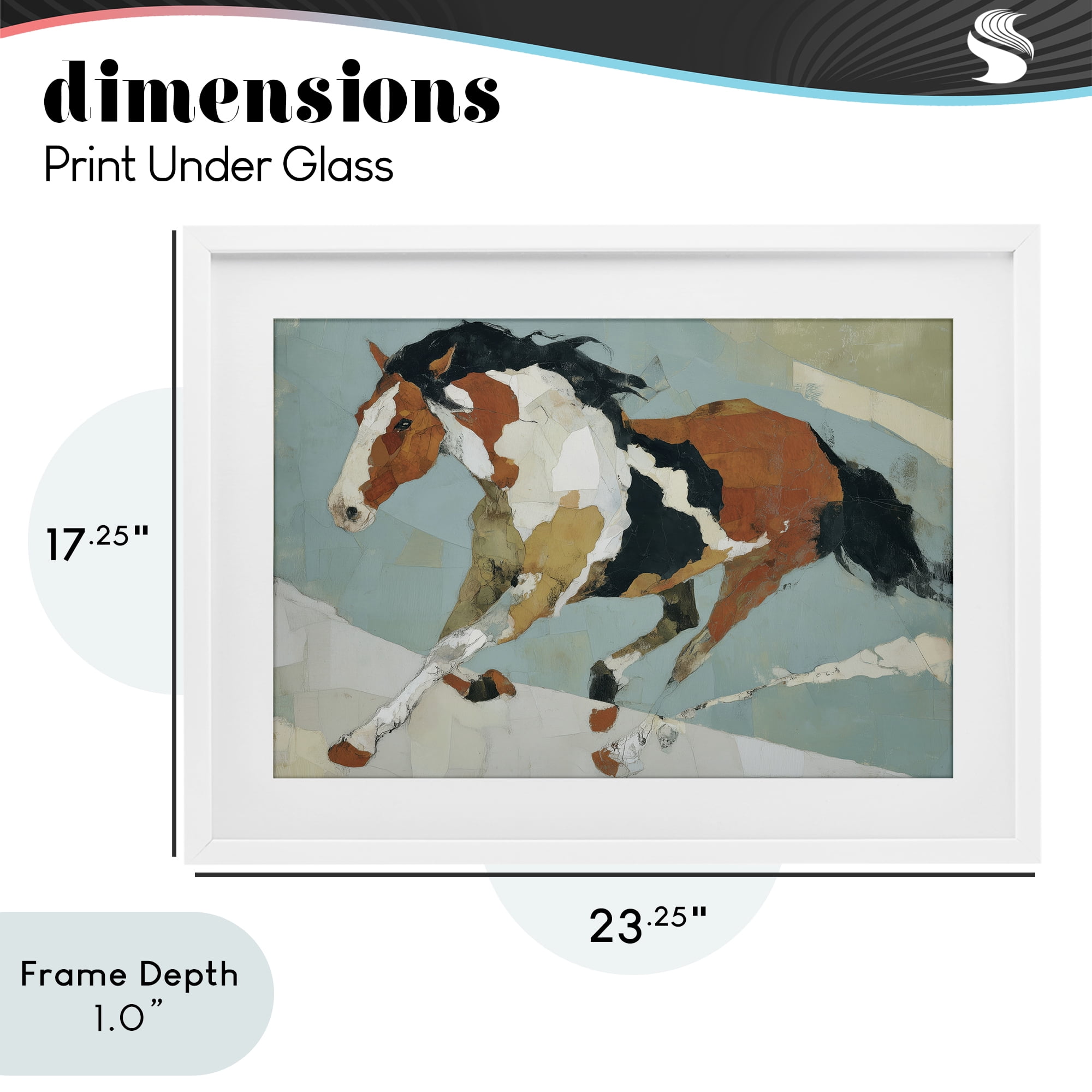 Stupell Industries Paint Horse in Motion White Framed Print Under Glass, design by Chromatic Storm Studio