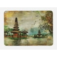 thumbnail image 1 of Gouache Bath Mat, Balinese Architecture Far Eastern History Nature Painting, Plush Bathroom Decor Mat with Non Slip Backing, 29.5" X 17.5", Dusk Pale Khaki, by Ambesonne, 1 of 2