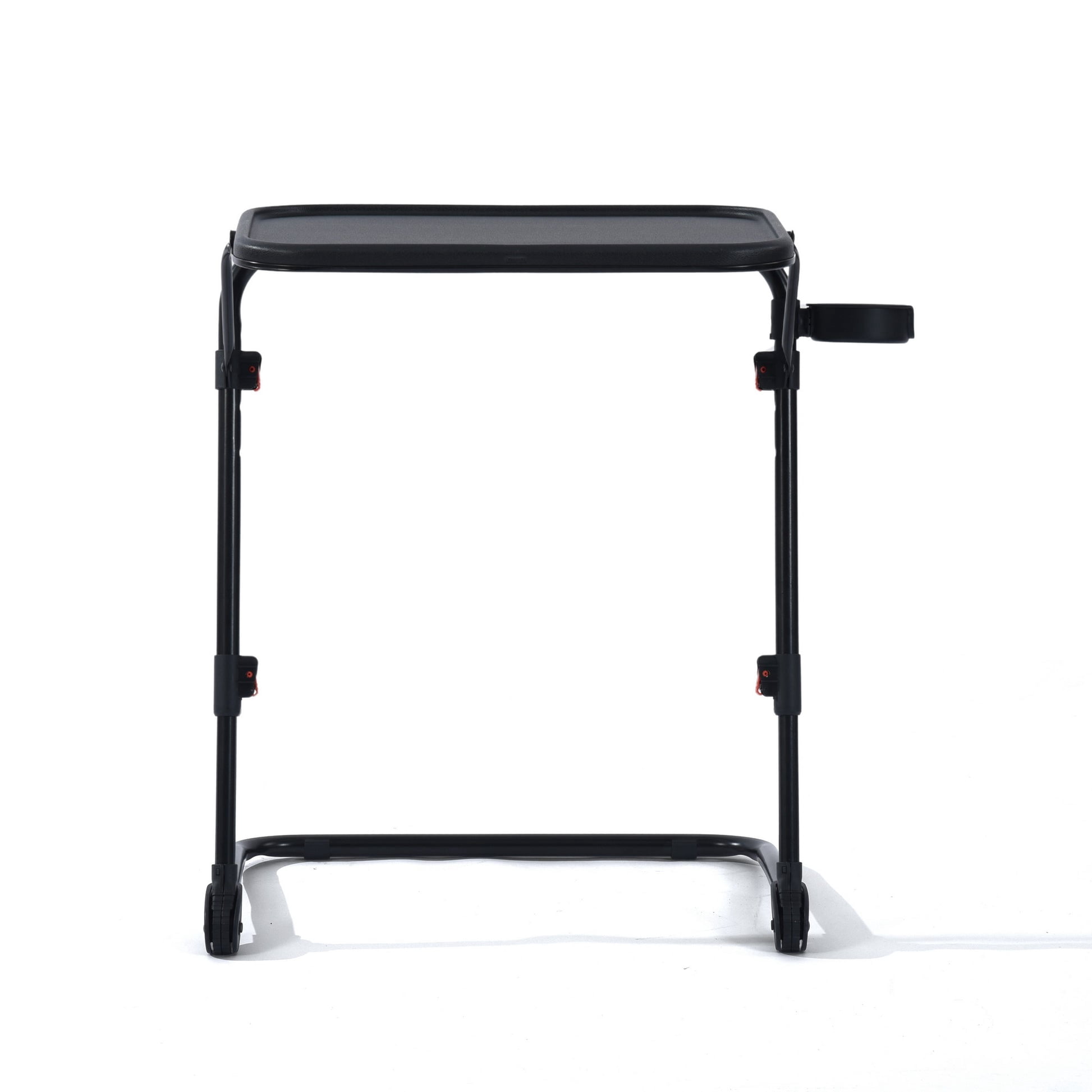 Homy Casa 2-Piece Adjustable Drafting Table Set with Wheels, Foldable Portable Tray Tables with Tilting Desktop, Cup Holder and Locking Casters, Black