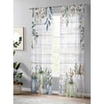 thumbnail image 4 of Fall Sheer Curtains 84 inches Long, Pumpkin Green Eucalyptus Leaves Flowers Wood Grain Light Filtering Sheer Window Curtains Rod Pocket Voile Drapes for Bedroom Living Room, 52"W x 84"L 2 Panels, 4 of 7