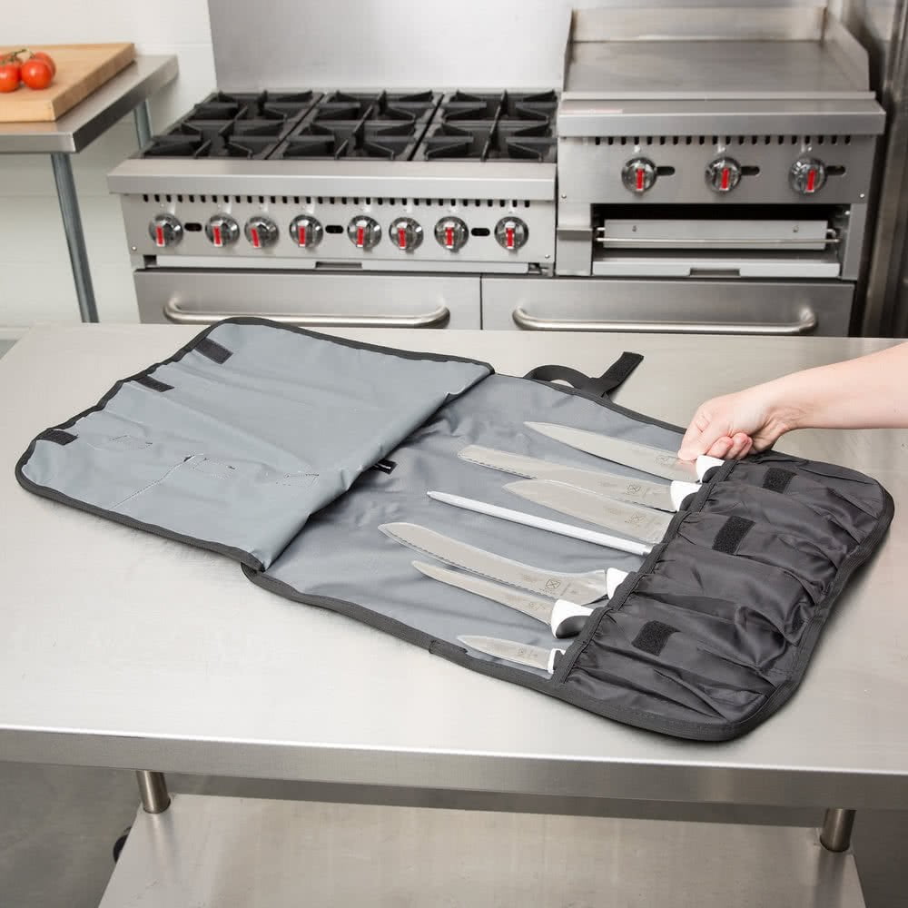 Mercer Culinary 8-Pc. Knife Roll Set - White Handle