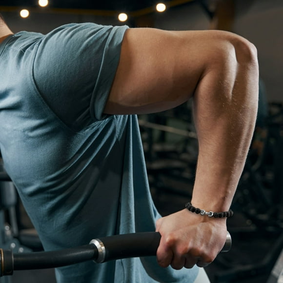 Pulsera de lava de moda para hombres y mujeres pulsera de cuentas a juego equipado con mancuernas de moda cómoda cuerda elástica calmante difusión pulsera de cuentas para los hombres