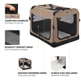 thumbnail image 4 of Veehoo Folding Soft Dog Crate, 3-Door Pet Kennel, 600D Cationic Oxford Fabric, 40", Beige Coffee, 4 of 9