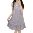 thumbnail image 1 of Mujeres impreso camisón amplia tira volantes Sling chaleco vestido de sueño super suave sin mangas camisón loungewear vestido, 1 of 8