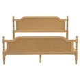 thumbnail image 2 of Traditional Style Rattan King Size Bed Frame,No Box Spring Needed,Antique Walnut, 2 of 10