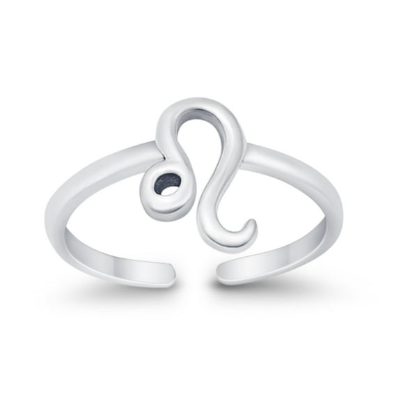 9mm - Leo Zodiac Sign Toe Band Ring 925 Sterling Silver Thin Adjustable Stylish Rings for Women