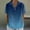 Dark Blue, variant on Women's T-shirt, Ombre Short Sleeve Top with Collar, Loose Fit Casual Blouse for Daily Wear