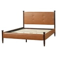 thumbnail image 3 of Christopher Knight Home Queen Upholstered Bed Frame with Tufted Headboard, PU Leather, Brown, 3 of 10