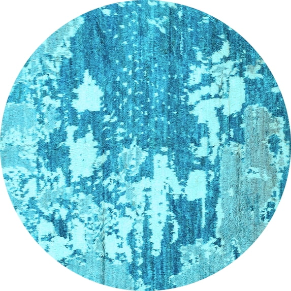 Ahgly Company Indoor Round Abstract Light Blue Modern Area Rugs, 7' Round