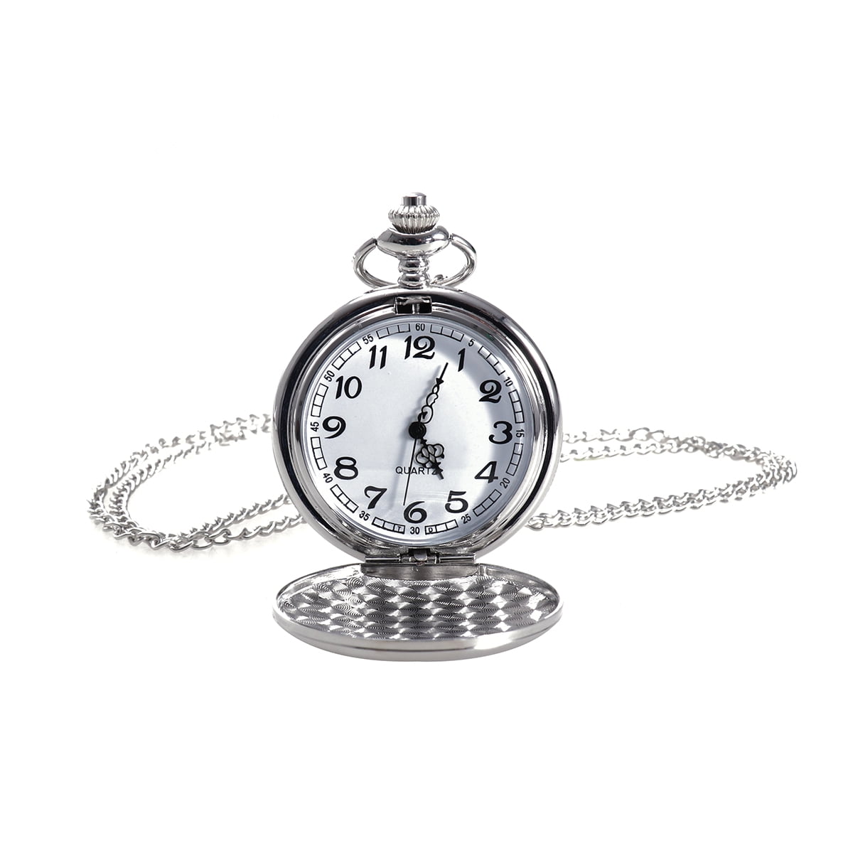 Vintage Pocket Watch Unisex Quartz Watch With Necklace Chain Mechanical  Pocket Watch for Men Women Gift (White)