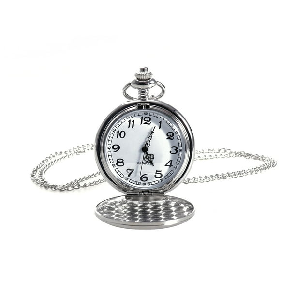 Bestonzon Pocket Watch Chain Watches Man Vintage Mechanical Men Silver
