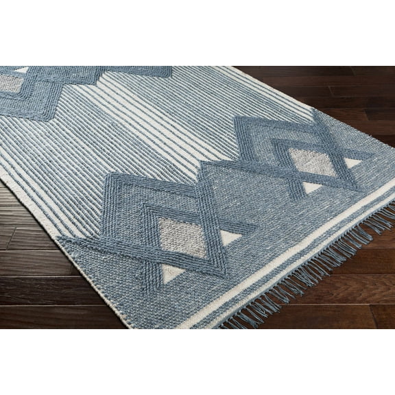 Hauteloom Aldbourne Wool Living Room, Bedroom Area Rug - Bohemian, Transitional - Blue, Beige, Medium Gray - 2' x 3'