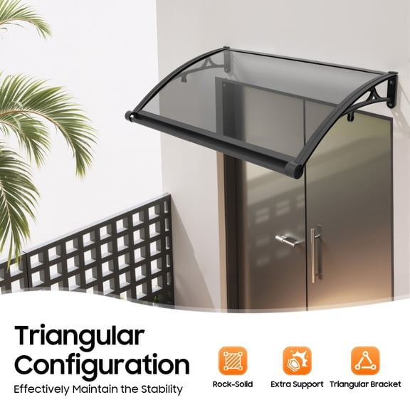 40" x 24" Awning for Door Entrance, Polycarbonate Window Awning Door Canopy, Front Door Awning Exterior for Porch, Patio, Deck
