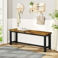 thumbnail image 5 of LinkRomat 39" Dining Bench Set of 2,Durable and Stable Dining Bench with Metal Legs for Living Room,Bedroom,Dining Room,Rustic Brown, 5 of 8