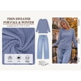 thumbnail image 2 of SHIBEVER Womens Sweaters Tops Fall Fashion Long Sleeve Tunic Lightweight Sweaters for Women Tops Dressy Casual Blue Pullover Blouse Size XL, 2 of 8