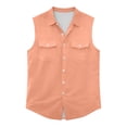 thumbnail image 4 of Antinious Men Solid Button Pockets Collar Sleeveless Breathable Daily Casual Tank Top, 4 of 5