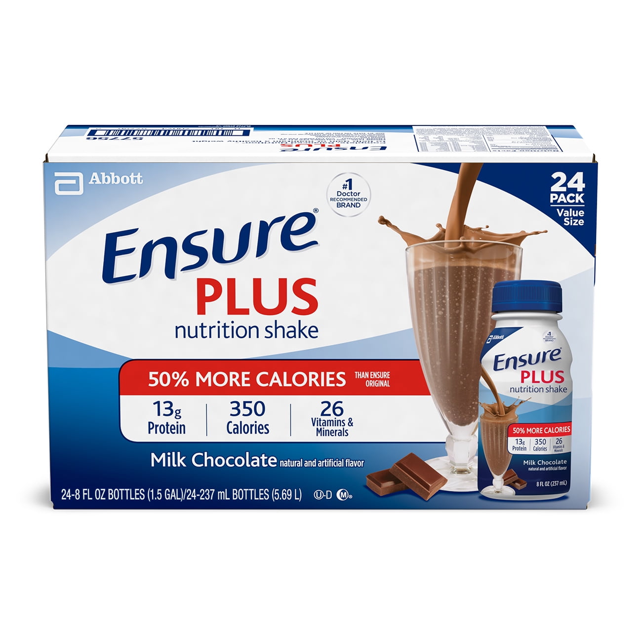 Ensure Plus Creamy Milk Chocolate Shake 8 Fl oz, 24 Ct