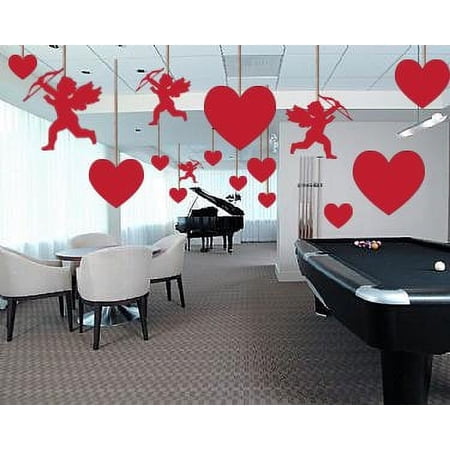 Valentine s Day Party Decorations - 2D Red Corrugated Plastic - Cupids and Hearts