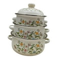 thumbnail image 2 of Elodie 3x Enamel Stockpots Vintage Design Soup Pots for Kitchen Cooking Restaurant Style B, 2 of 8