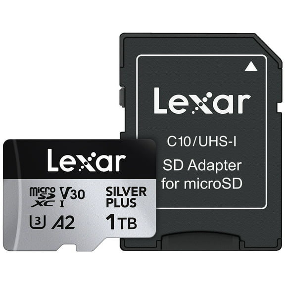 Lexar Professional SILVER PLUS Series microSDXC UHS-I Card with SD Adapter (1 TB), LMSSIPL001T-BNANU