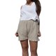 thumbnail image 1 of Pantalones cortos casuales para mujer con ribete de volantes, cintura elástica, bolsillos laterales de color puro, pantalones cortos holgados, gris XL, 1 of 6