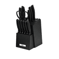 thumbnail image 1 of "Juego Cuchillos Inoxidable 14 Pza. Base Madera Negra Lab.G, Negro ", 1 of 5